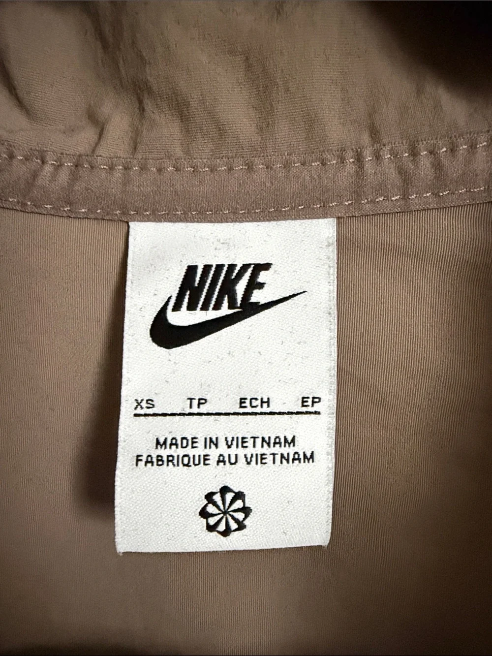 Nike Women's Taupe Bomber Jacket with White Swoosh